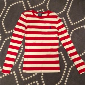 Ralph Lauren red and white striped shirt